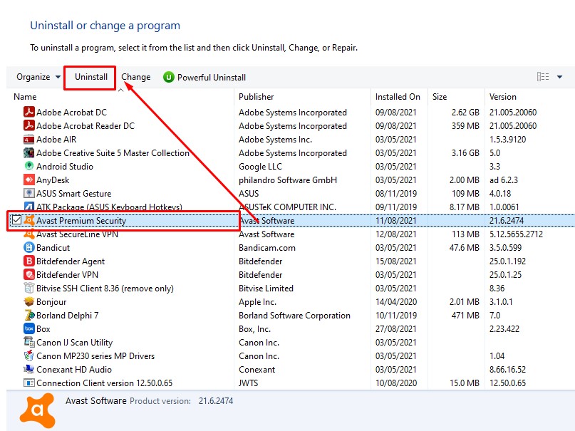 Cara Uninstall atau Menghapus Antivirus Avast